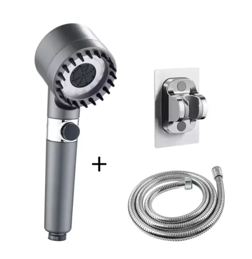 Shower head with stainless hose and wall bracket
