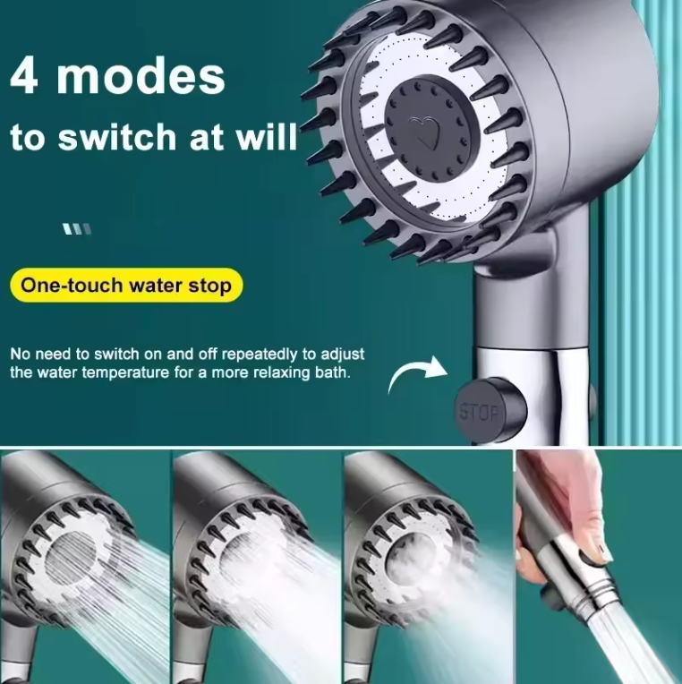FILDUO Filtered Shower Head — 4 Spray Modes, High Pressure